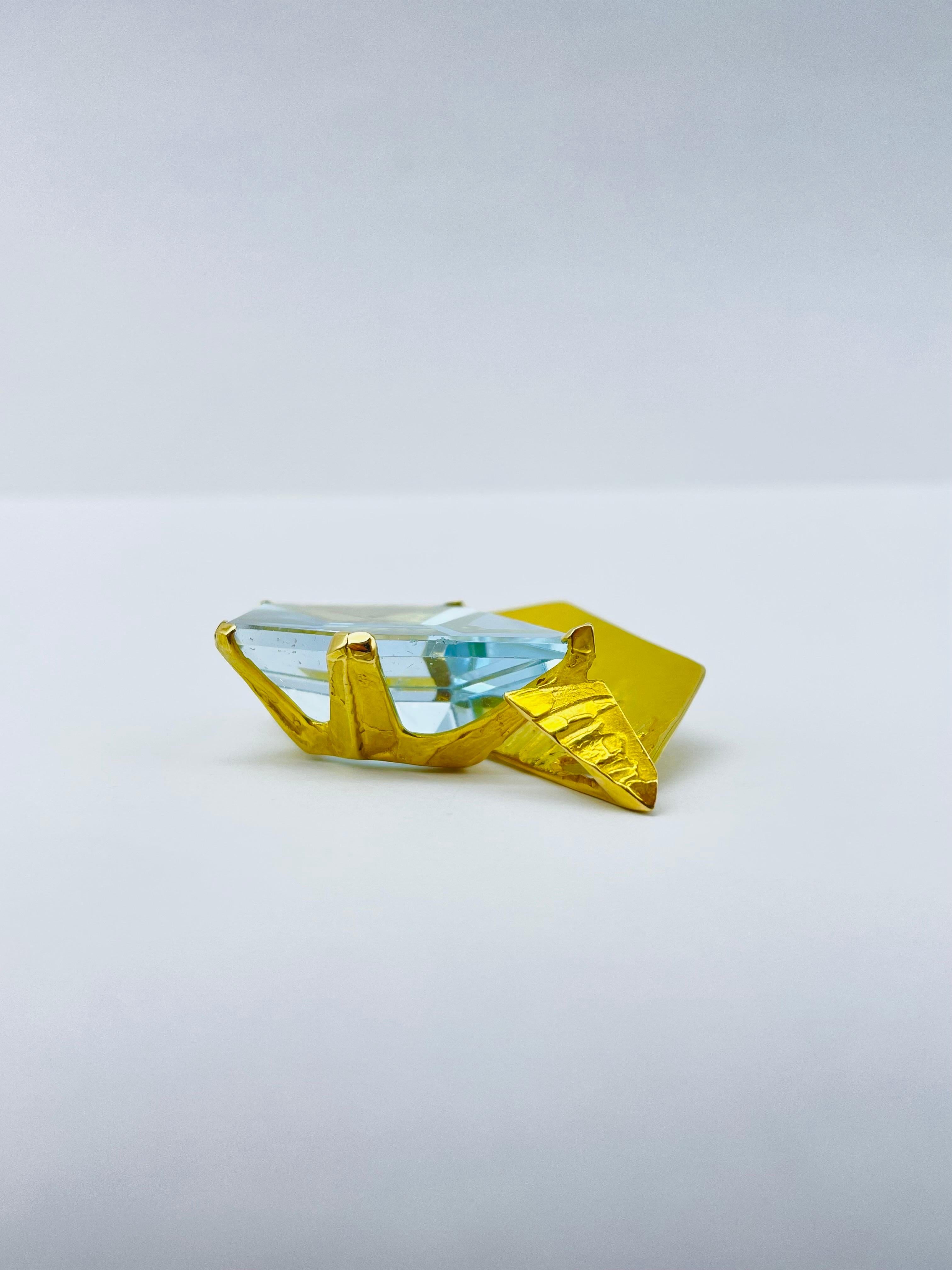 Pendentif en or avec topaze bleue Wurzbacher en vente 1