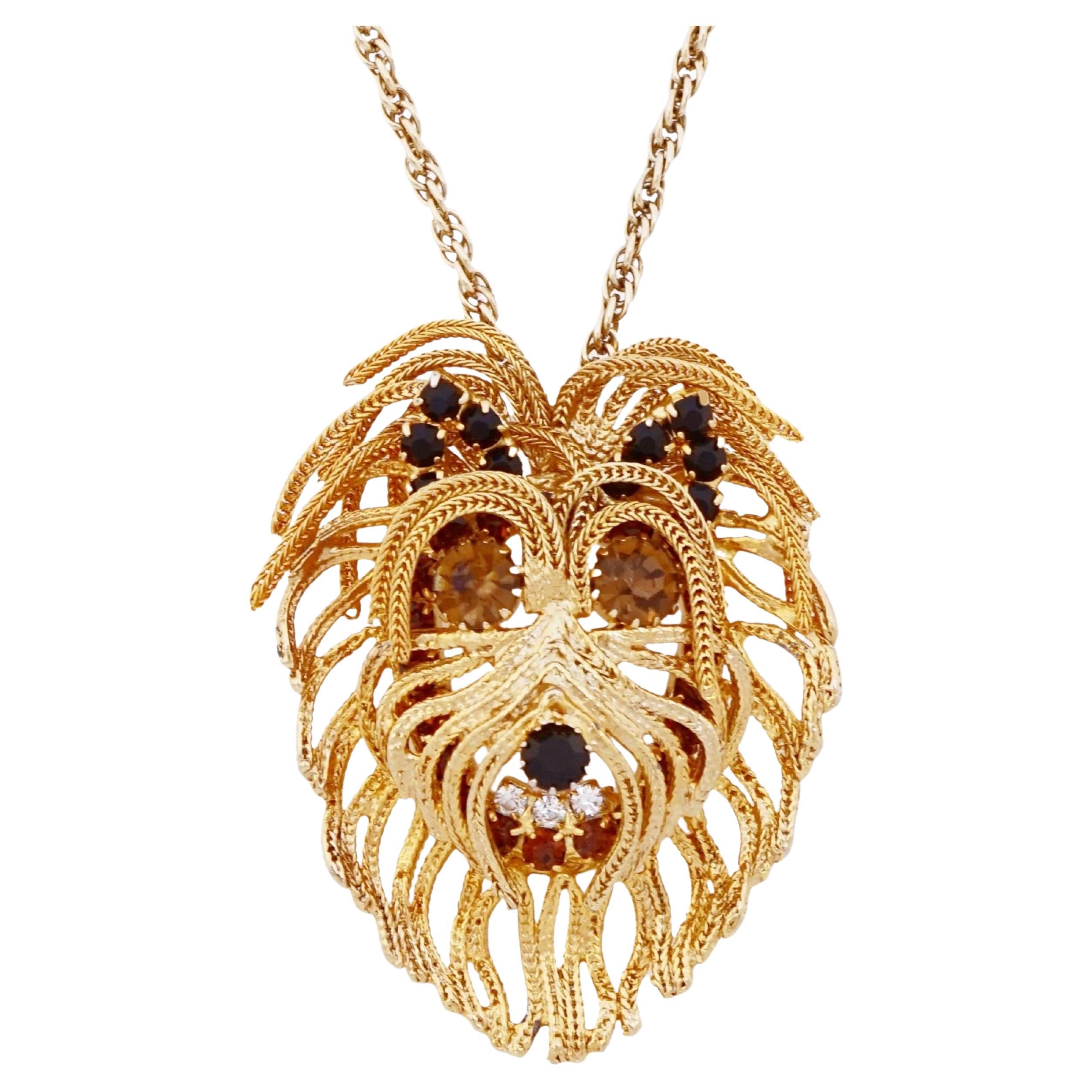 Gold Chain Shaggy Dog Pendant Necklace By Dominique, 1960s For Sale