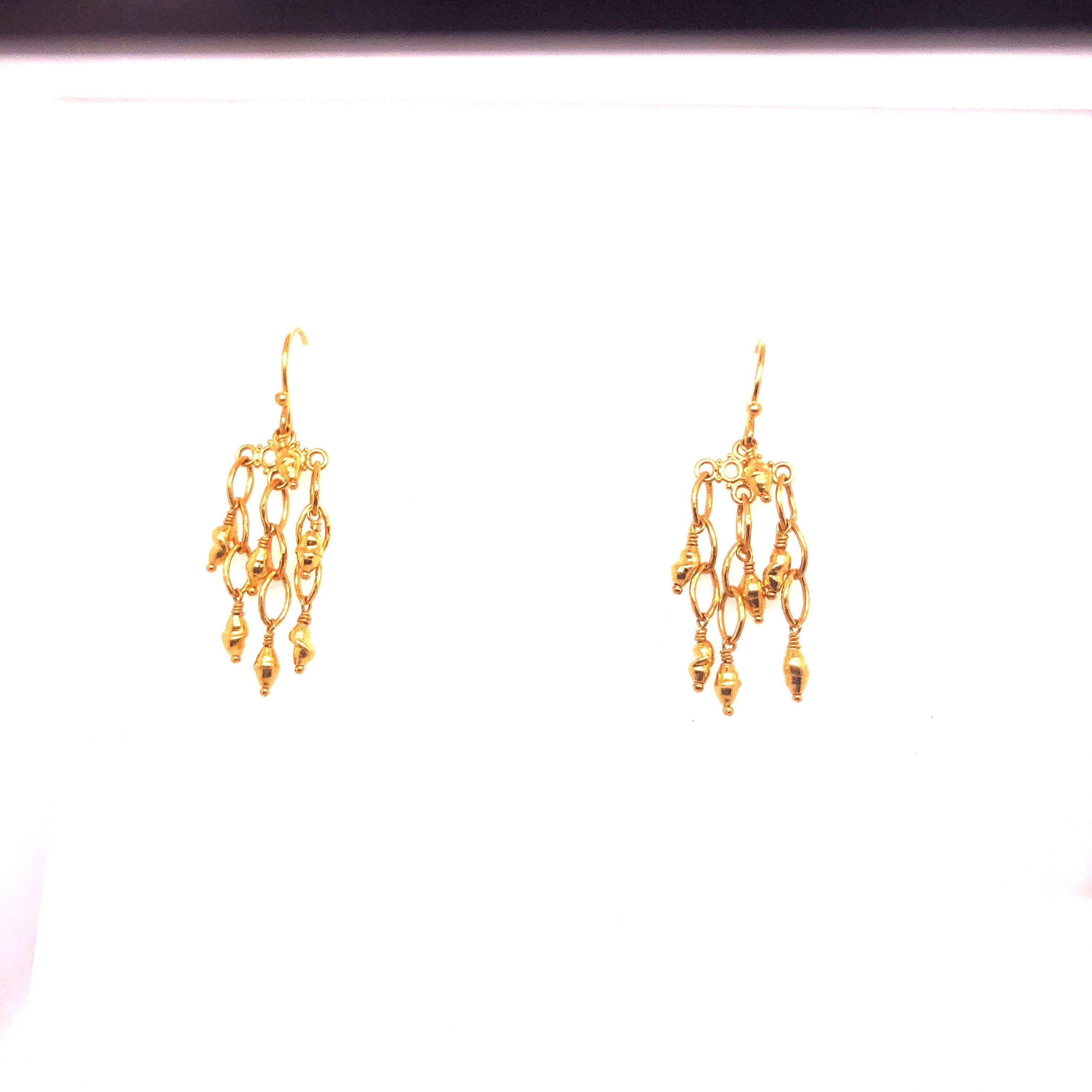 Artisan Gold Chandelier Earrings For Sale