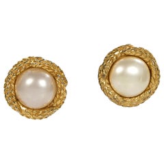Chanel Gold Pearl Large Clip-On Earrings