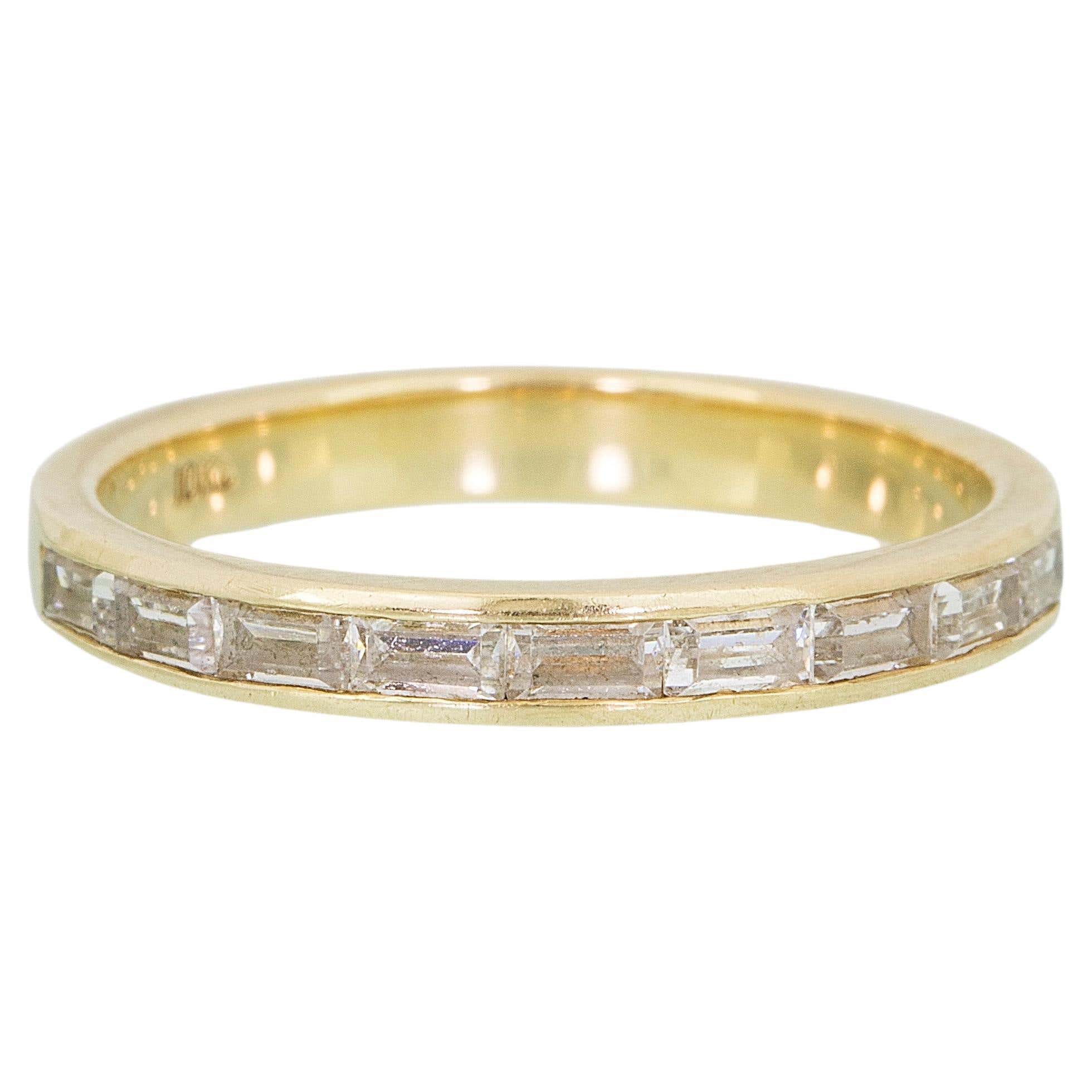 14K Gold Plated 925 Silver Icy Baguette CZ Wedding Band – Men's Hip Hop Pinky Ring, Made In Italy