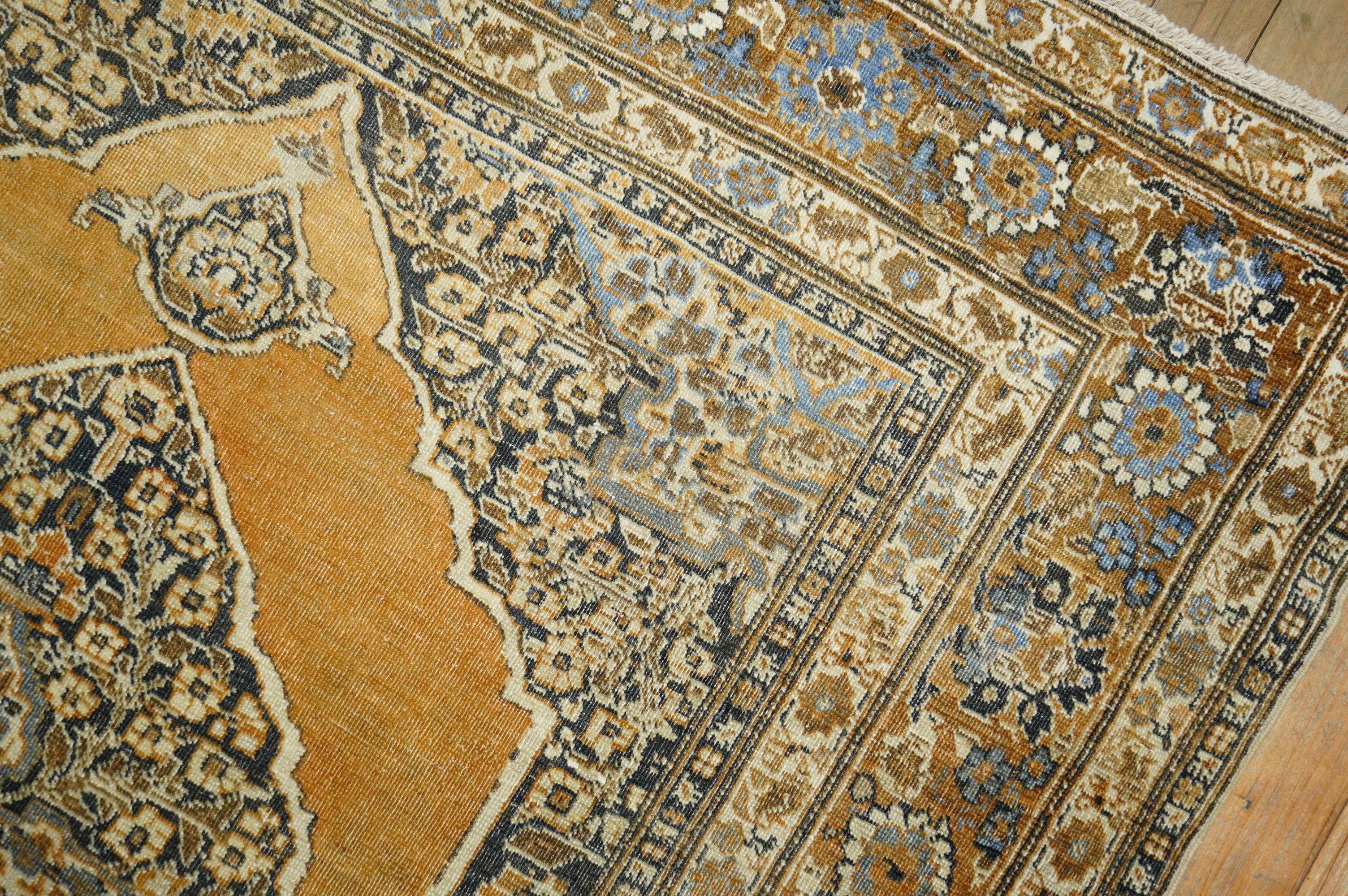 Gold Charcoal Antique Persian Tabriz Rug, Early 20th Century For Sale 1