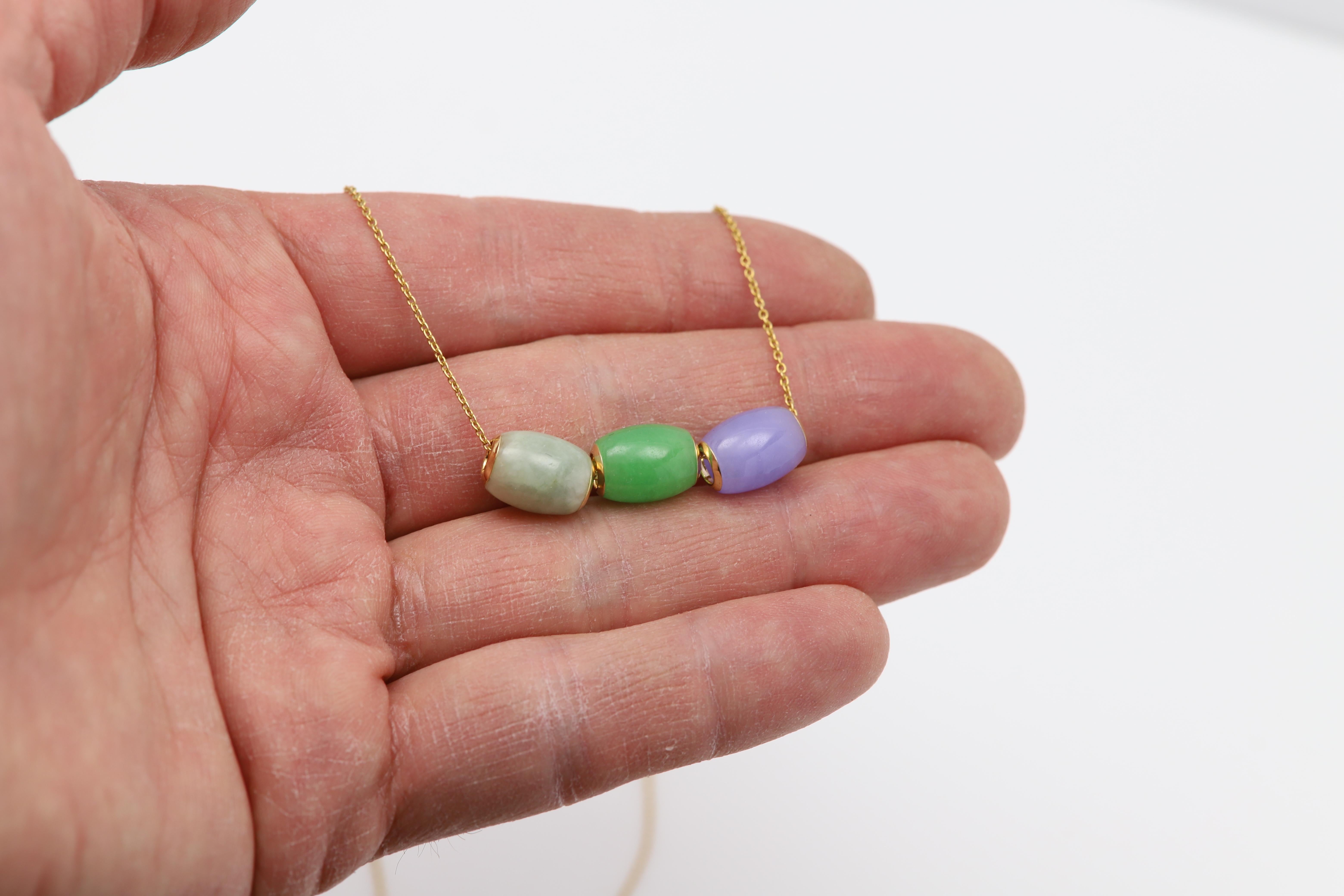 Gold Charm Beads Jade three color Necklace 14 Karat Jade charm Necklace Beads For Sale 5