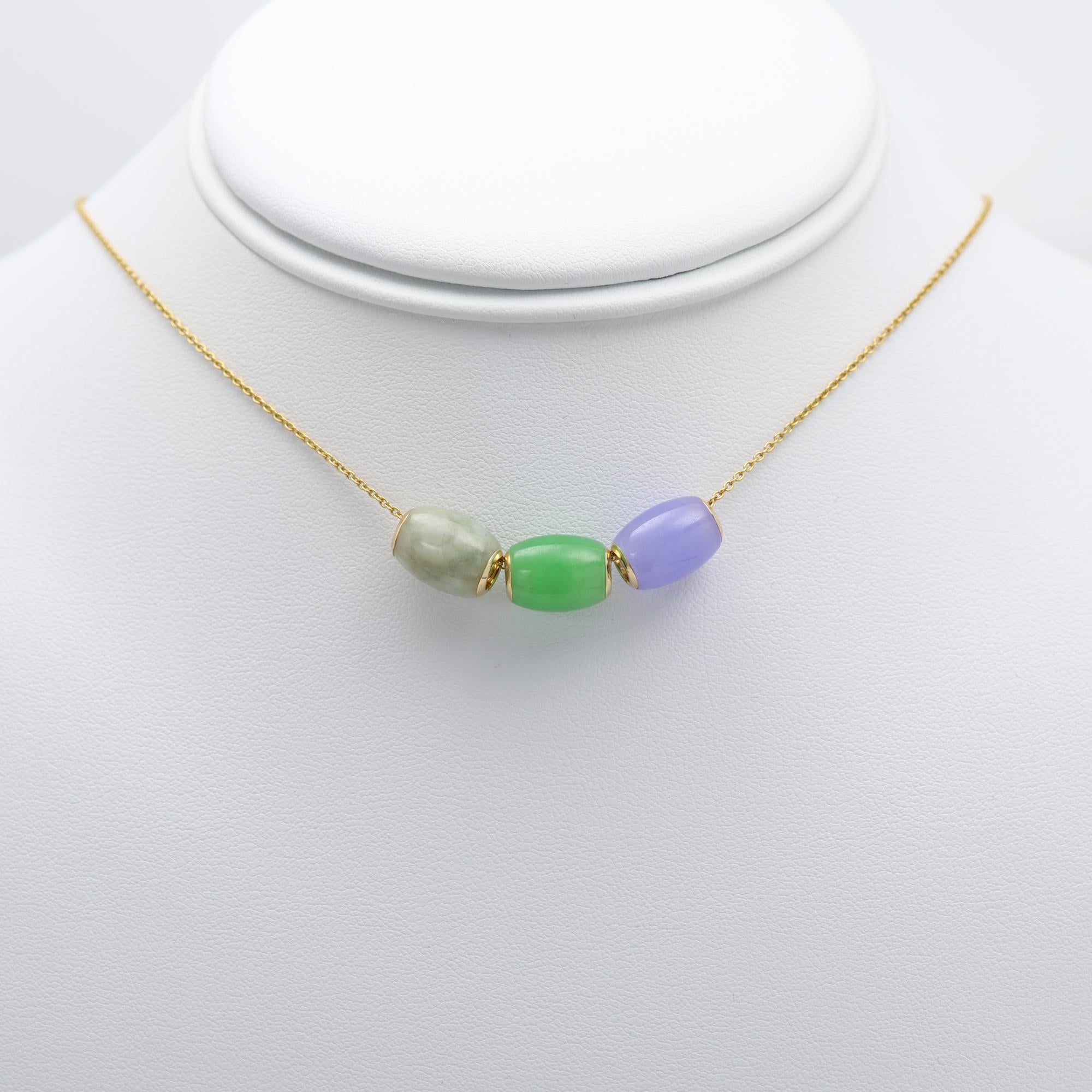 Gold Charm Beads Jade three color Necklace 14 Karat Jade charm Necklace Beads For Sale 6