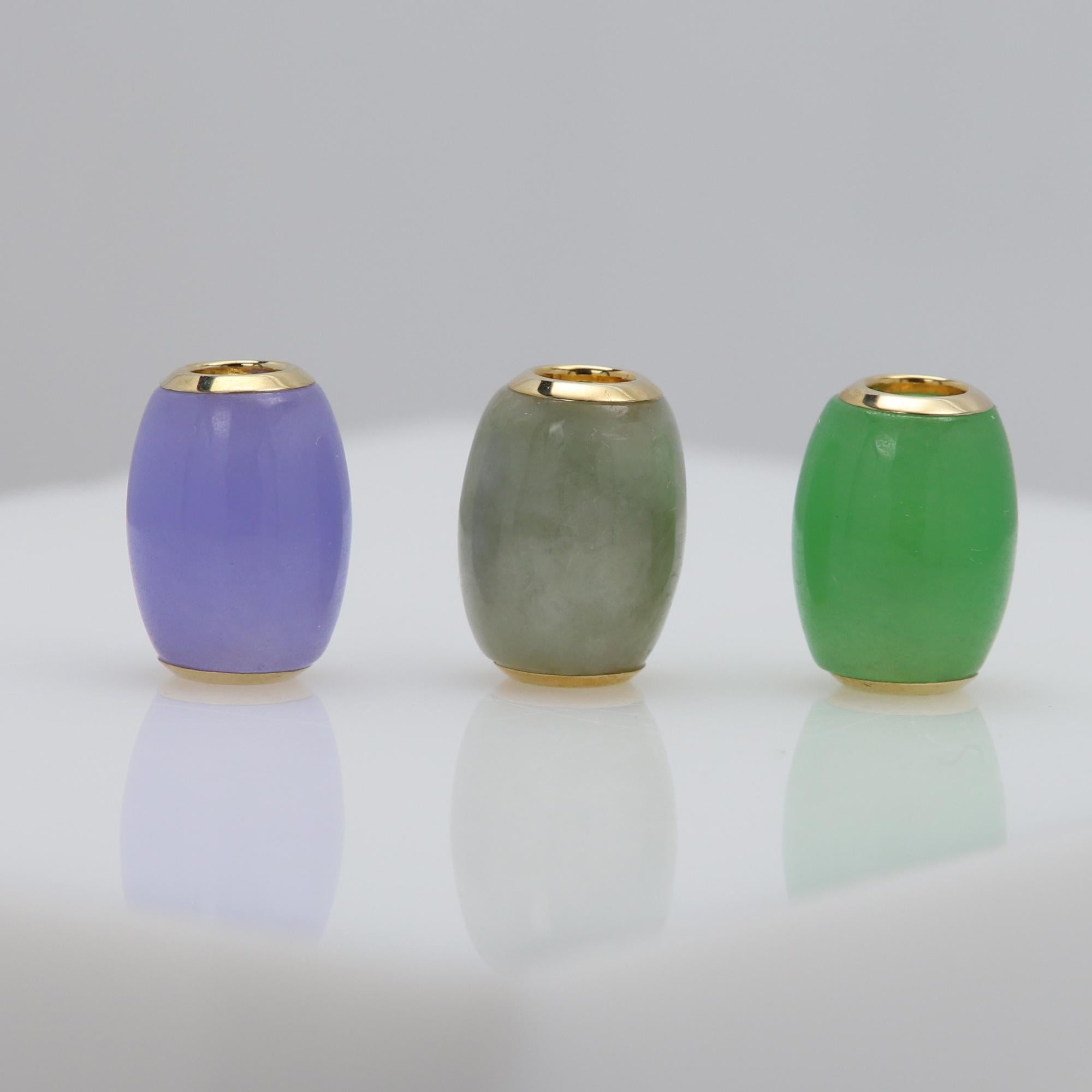 Gold Charm Beads Jade three color Necklace 14 Karat Jade charm Necklace Beads For Sale 8