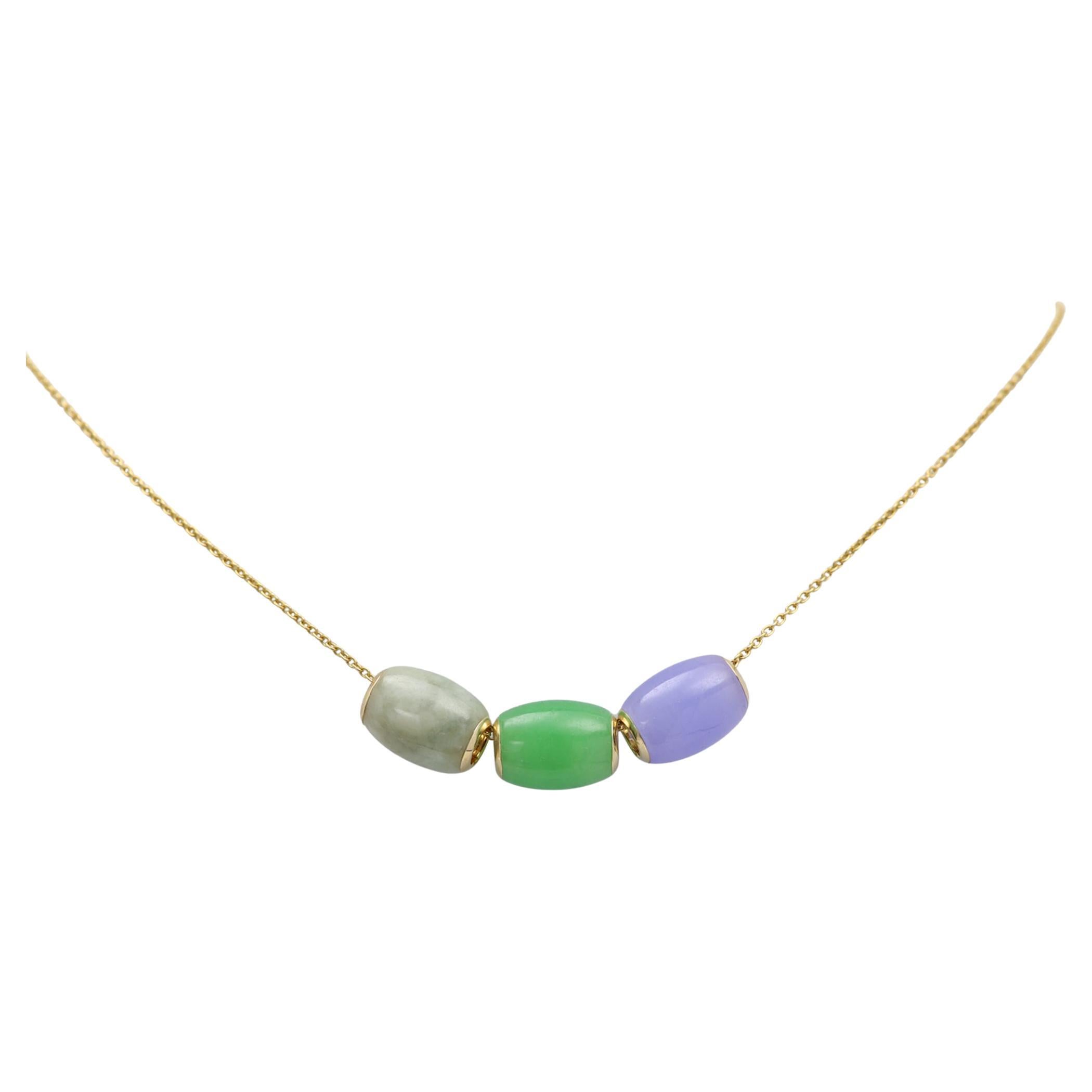 Gold Charm Beads Jade three color Necklace 14 Karat Jade charm Necklace Beads