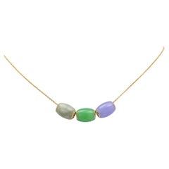 Gold Charm Beads Jade three color Necklace 14 Karat Jade charm Necklace Beads