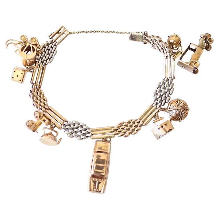 Gold Charm Bracelet at 1stDibs