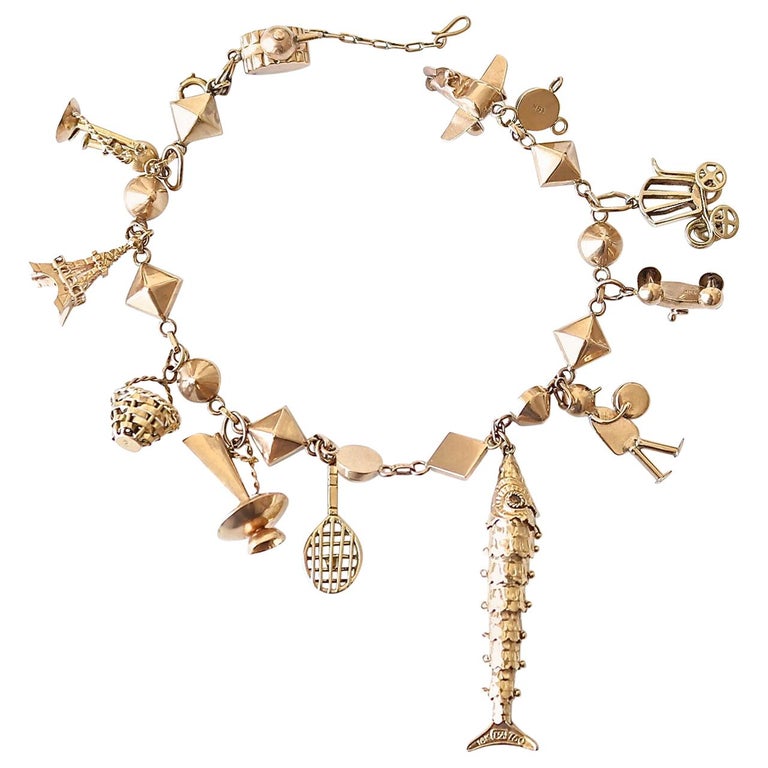 Gold Charm Bracelet For Sale at 1stDibs