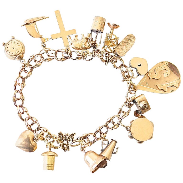 Gold Charm Bracelet at 1stDibs