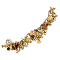 Gold Charm Bracelet with 30 Charms