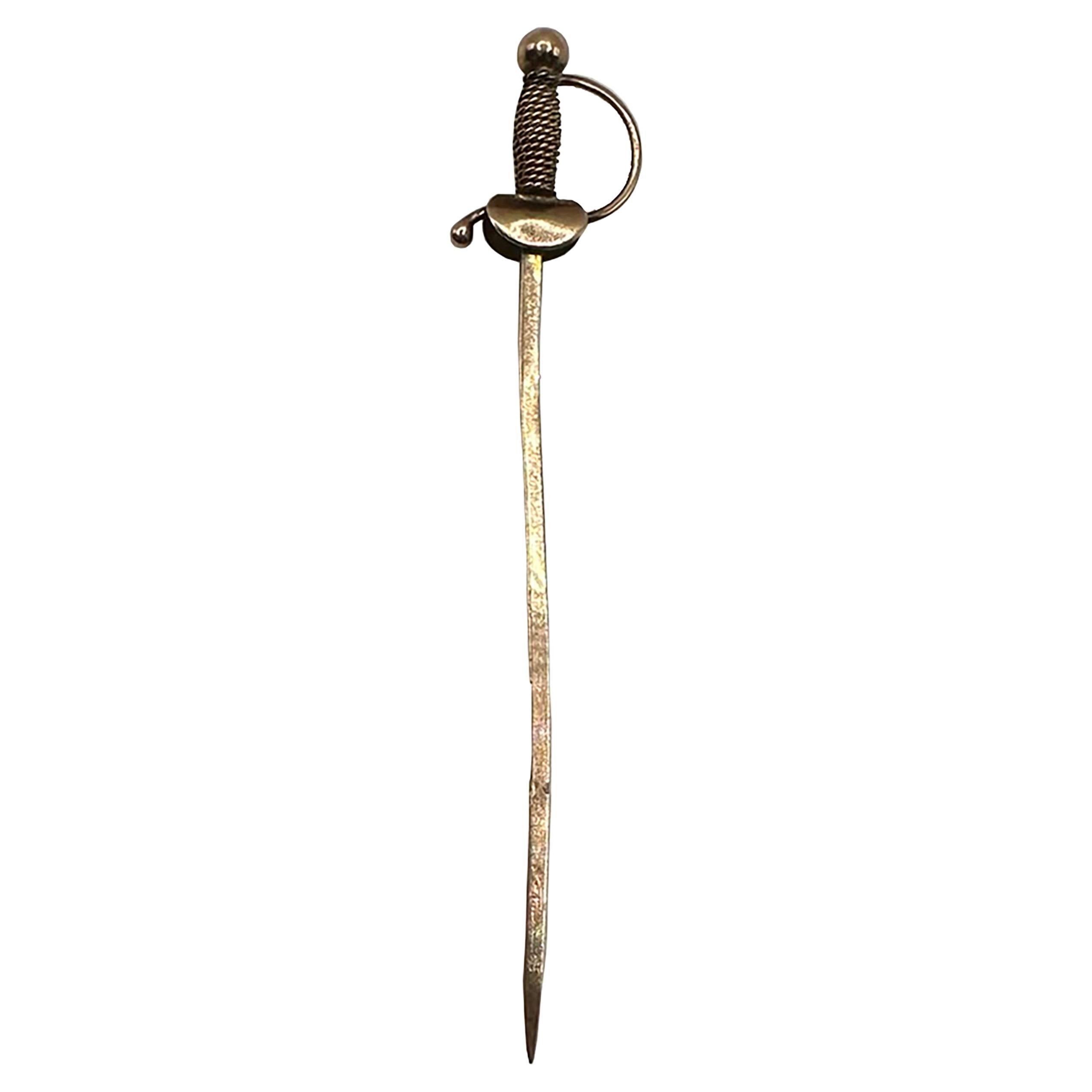 Gold Charm Sword Stick Pin For Sale