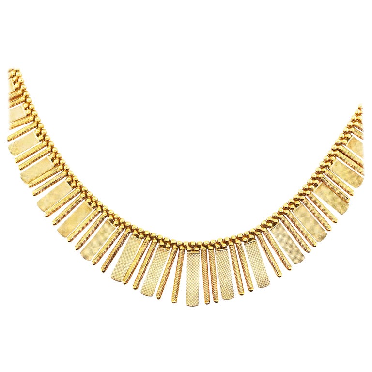 Gold Choker Collar Necklace, 18 Karat Gold Textured Gold Links Custom  Jewellery For Sale at 1stDibs