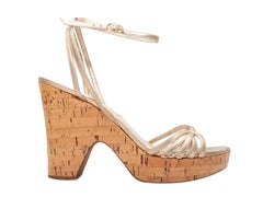 Gold Christian Dior Knöchelriemen Kork Heels Größe 39