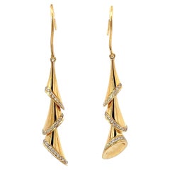 Boucles d'oreilles arbre de Noël en or jaune 18 carats et diamants