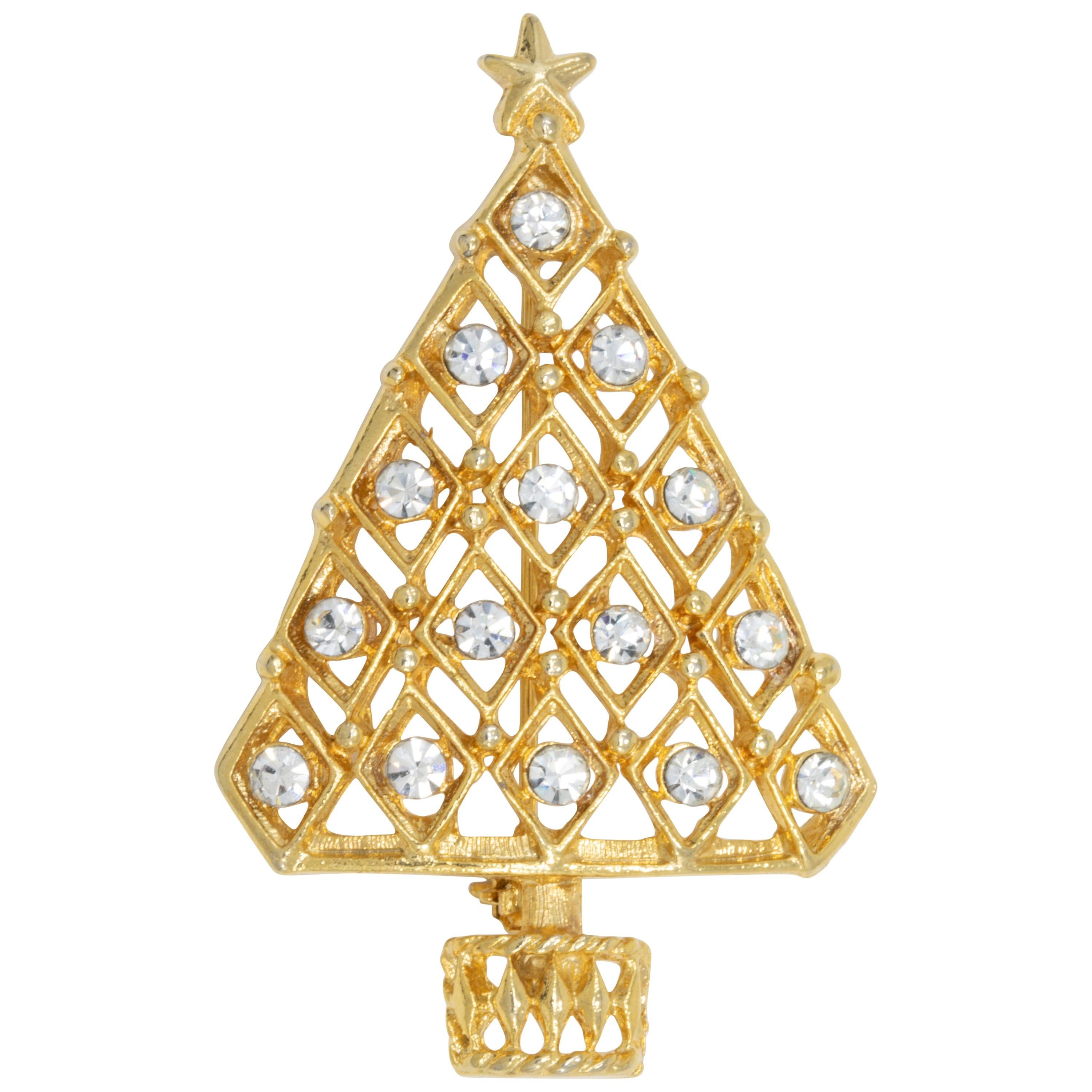 Gold Christmas Tree Fashion Pin Brooch