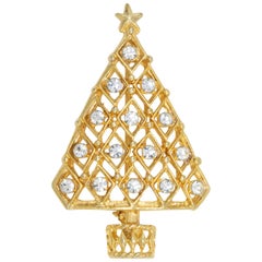 Vintage Gold Christmas Tree Fashion Pin Brooch