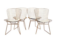 Gold Chrome Steel Chairs in the Style of Harry Bertoia - A Set of 4
