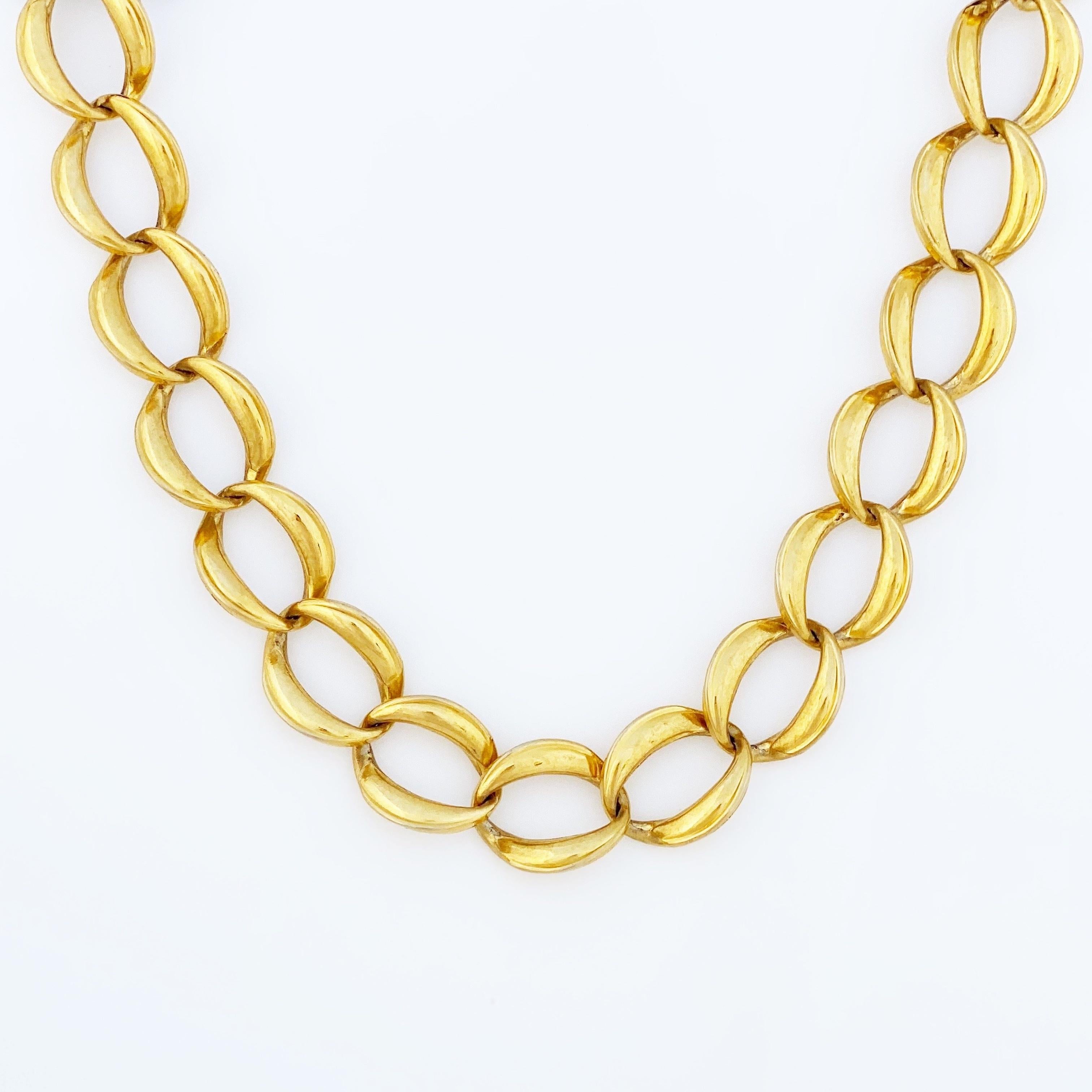 Gold Chunky Oval Gliederkette Choker Halskette von Anne Klein, 1980er Jahre (Moderne) im Angebot
