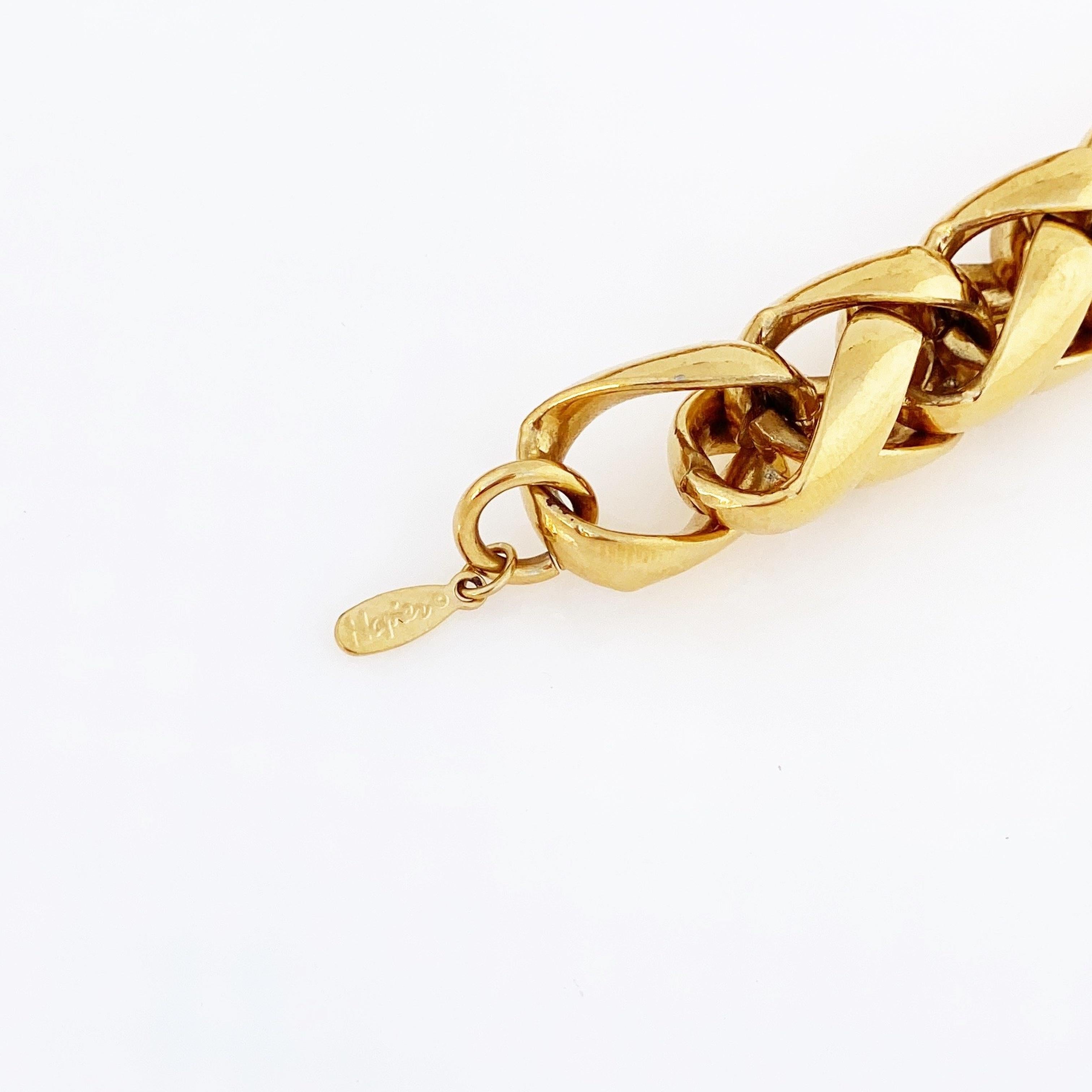 Modern Gold Chunky Woven Chain Necklace By Napier, 1980s