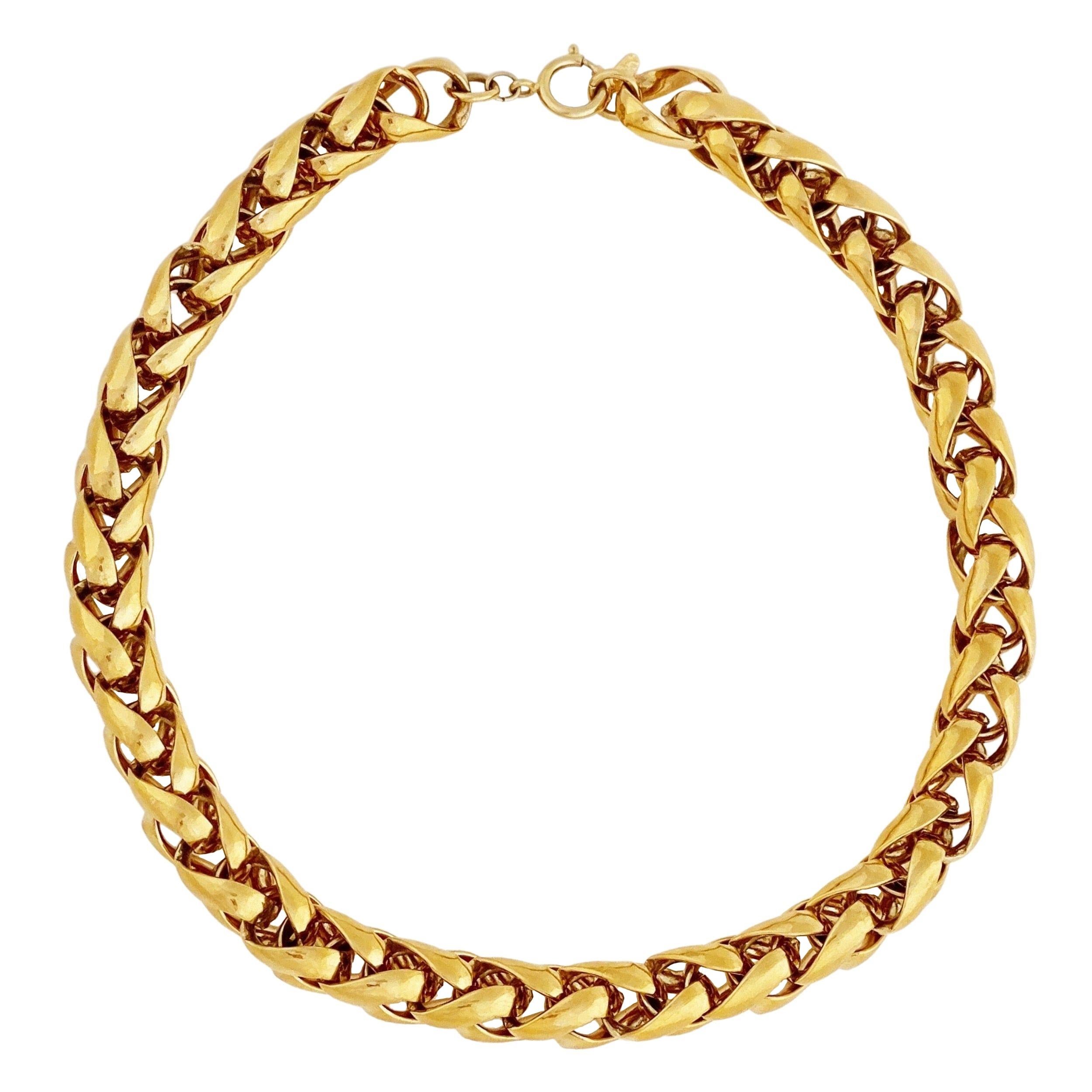 Gold Chunky Woven Chain Necklace By Napier, 1980s