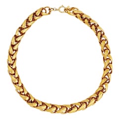 Gold Chunky Woven Chain Necklace By Napier, 1980s