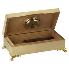 Gold Cigar Box with Humidifier and Hygrometer