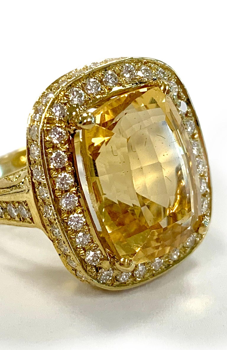 Gold, Citrine, and Diamond Ring For Sale at 1stDibs