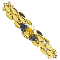 1940's Vintage Gold, Citrine and Sapphire Bracelet