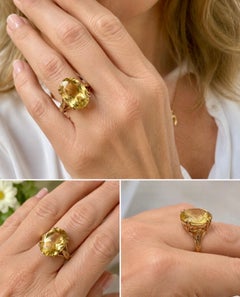 Cocktailring aus Gold mit Citrin, William Greenwood, 1963, Birmingham, Großbritannien