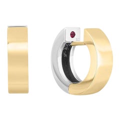 Gold Klassische zweifarbige Wendbare Huggie-Ohrringe 7773275AJER0