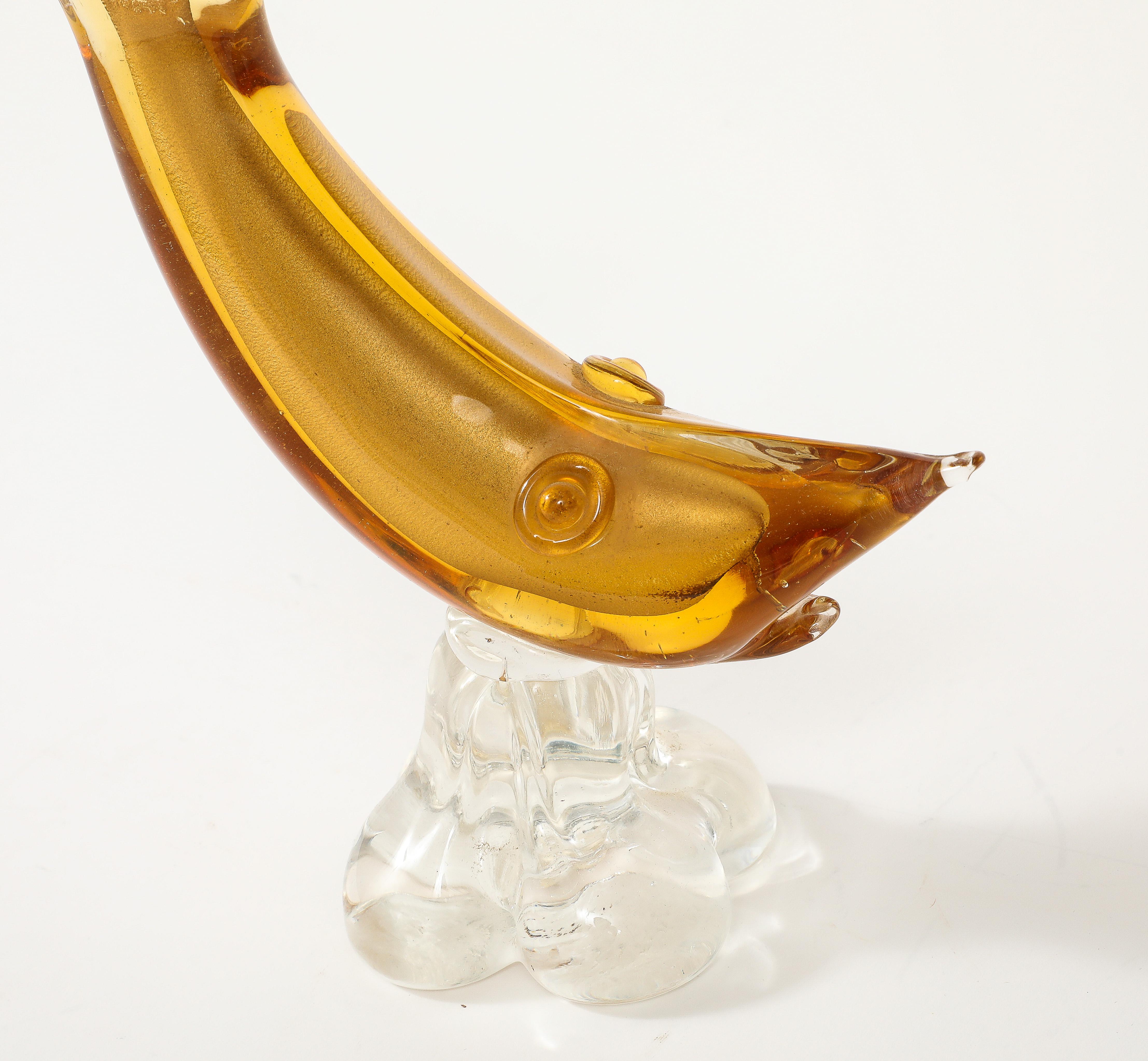 Gold, Clear Murano Glass Shark by Barovier For Sale 5