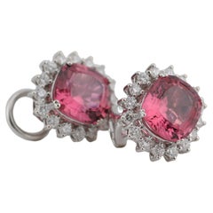 Pendientes de clip de oro con turmalinas rosas de 6 ct y diamantes de oro blanco de 18k