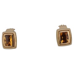 Gold Clip On Earrings Two Natural Citrines, approx. 5 ct each