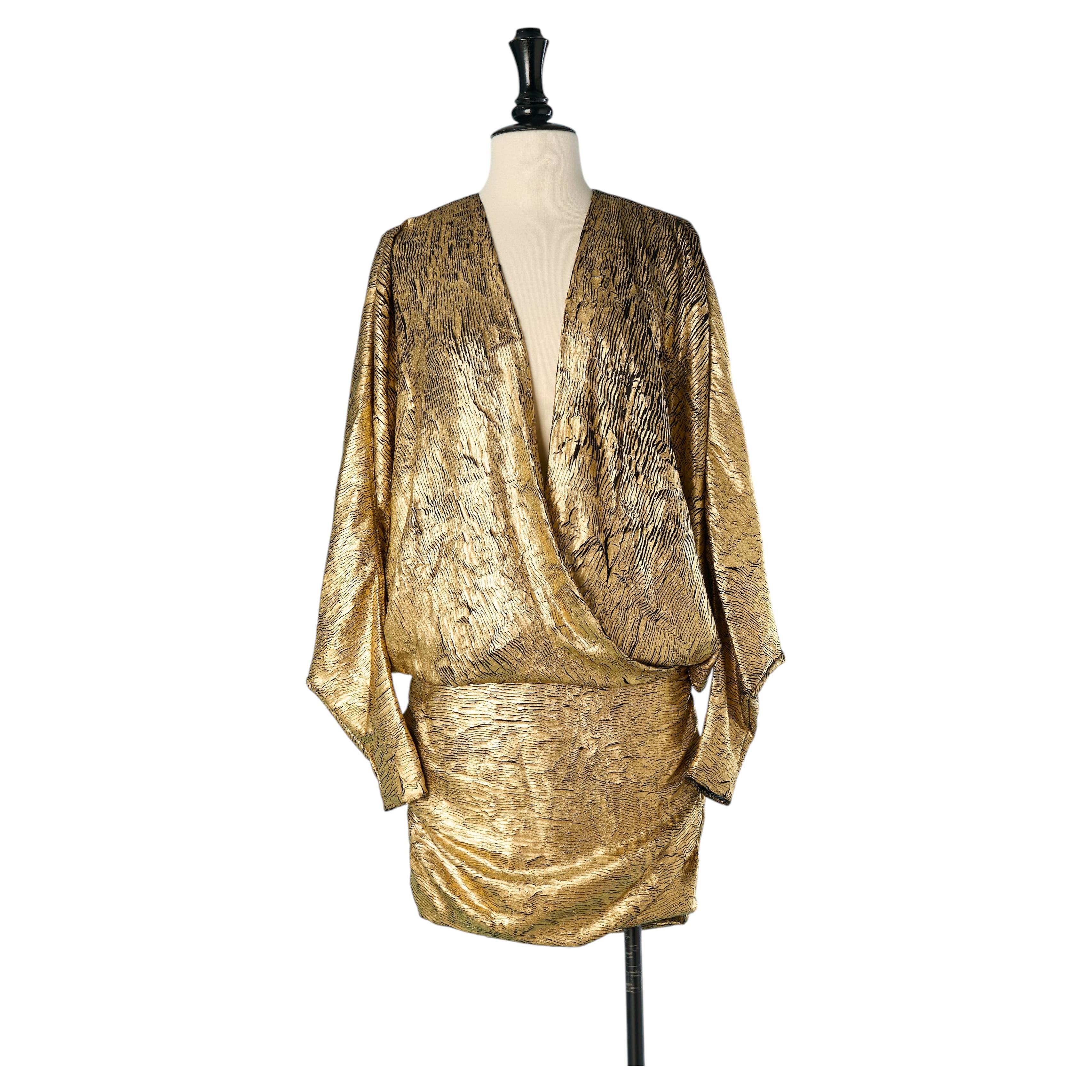 Abito da cocktail in jersey rivestito d'oro ALEXANDRE VAUTHIER Couture