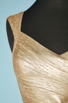 Gold coated stretch cocktail mini dress Hervé Léger