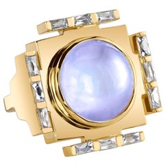 Gold Cocktail Ring with Diamonds and an African Moonstone by ARK Fine Jewelry