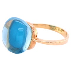 Cocktail Ring Topaz Turquoise Yellow Gold 18 Karat