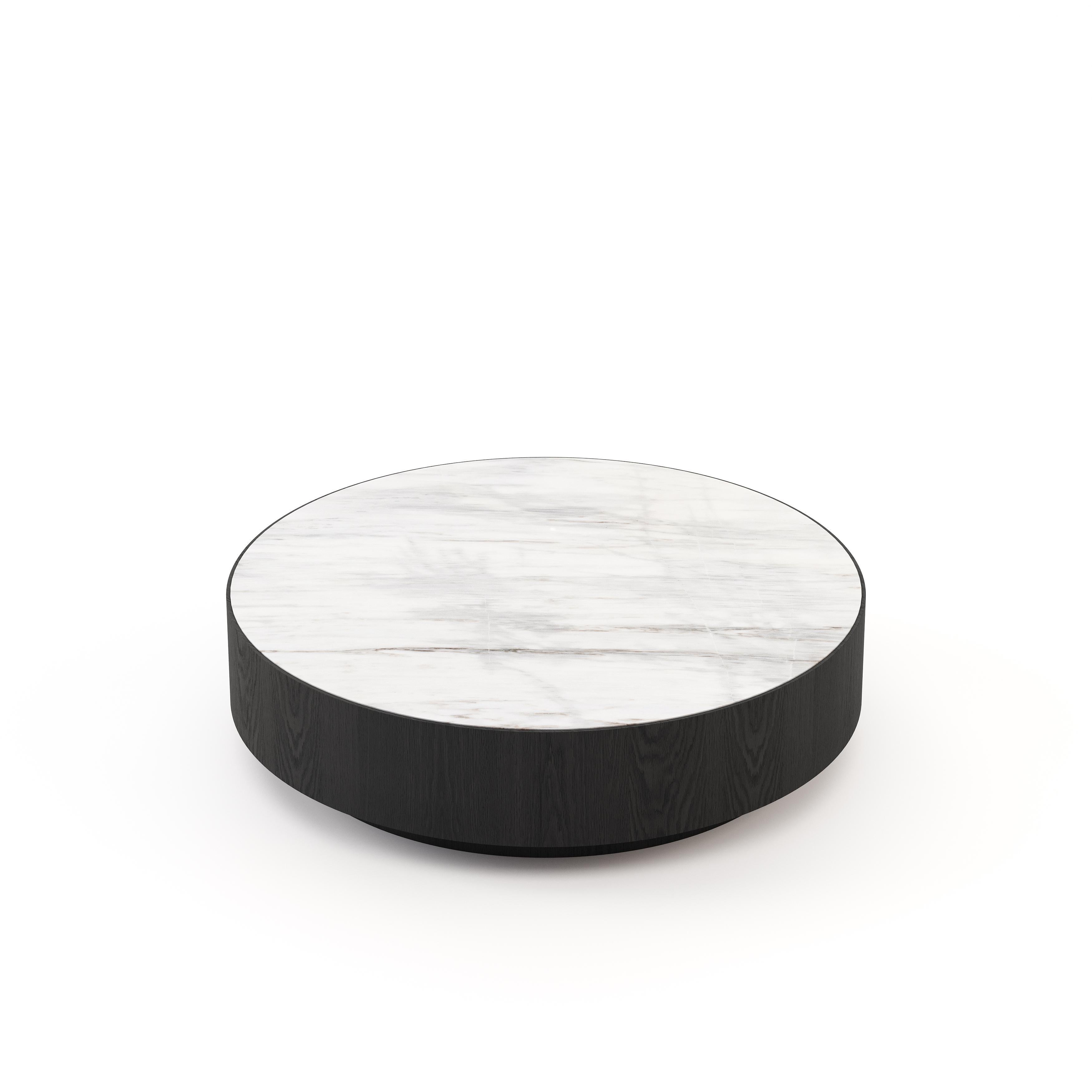 Gold coffee table was designed to be in the very heart of the most memorable interior design projects. Handmade by Laskasas artisans, this impressive center table features a smoked marble top and a wooden body. A breathtaking mid-century touch of