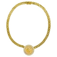 Collana di monete d'oro e diamanti in oro giallo 18 carati