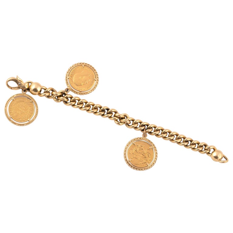 Gold Coin Charm Bracelet at 1stDibs