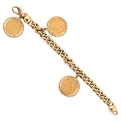 Antique Gold Coin Charm Bracelet