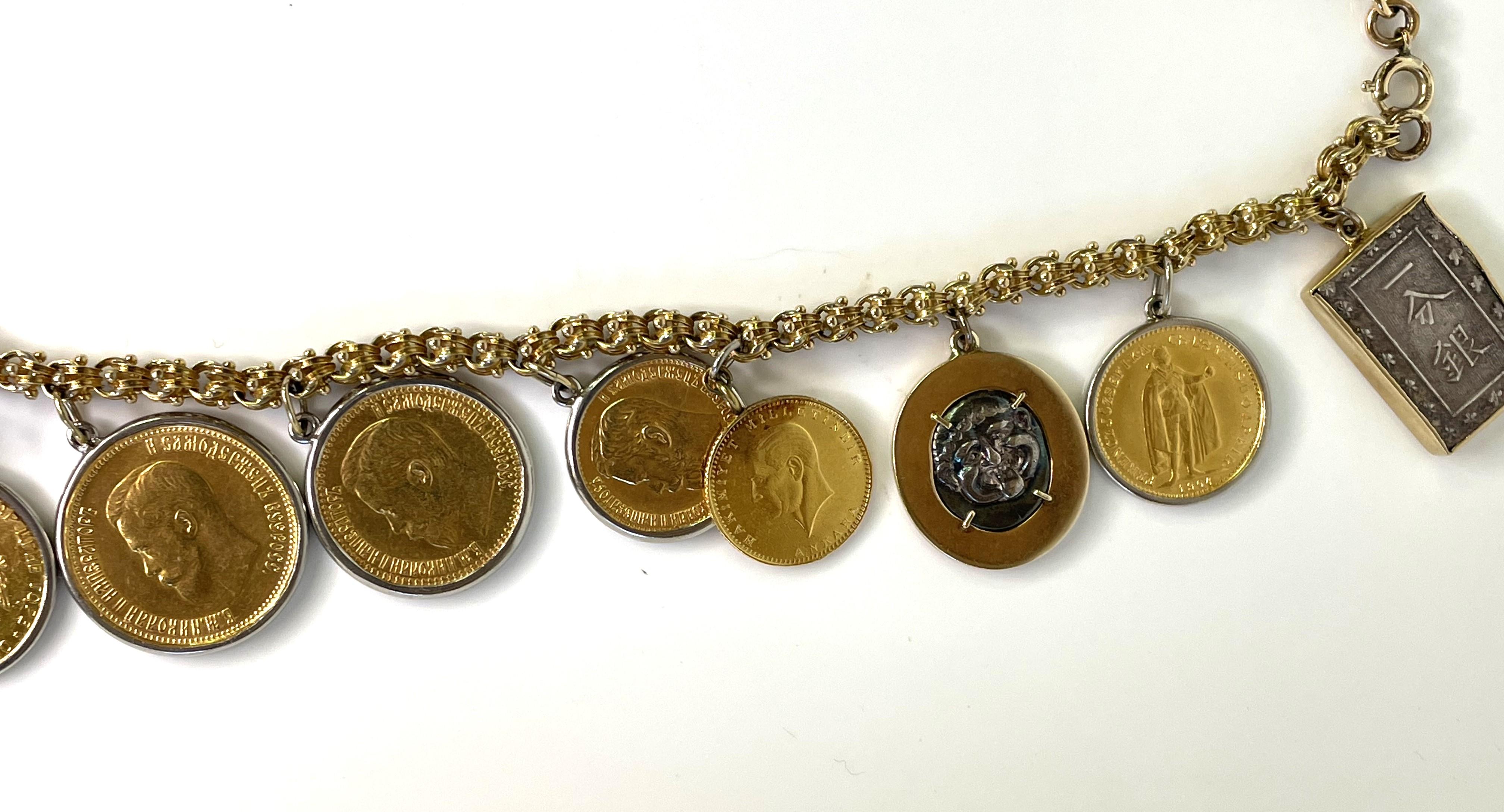 Gold Coin Fancy Link Necklace For Sale 1