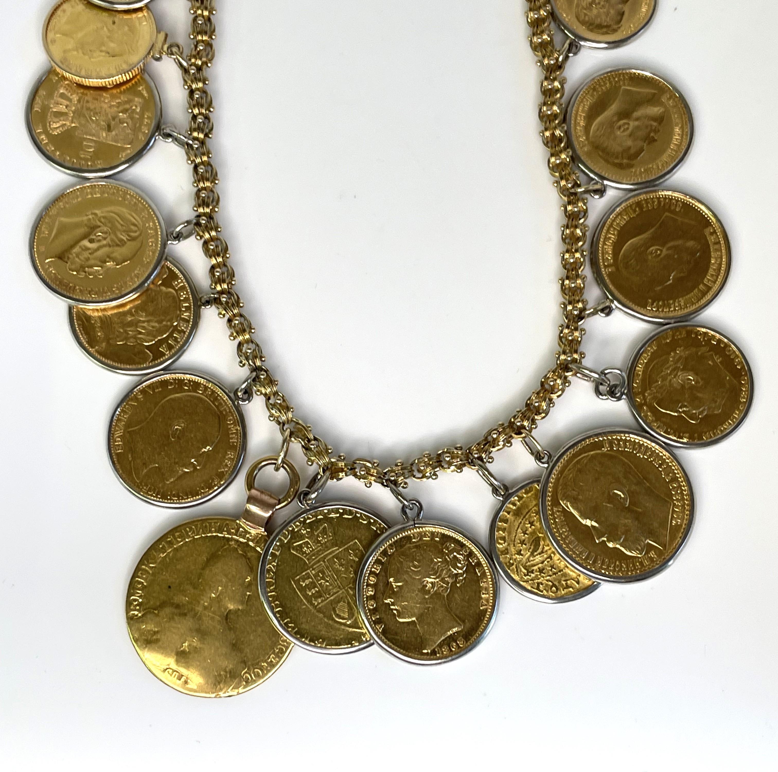 Gold Coin Fancy Link Necklace For Sale 2