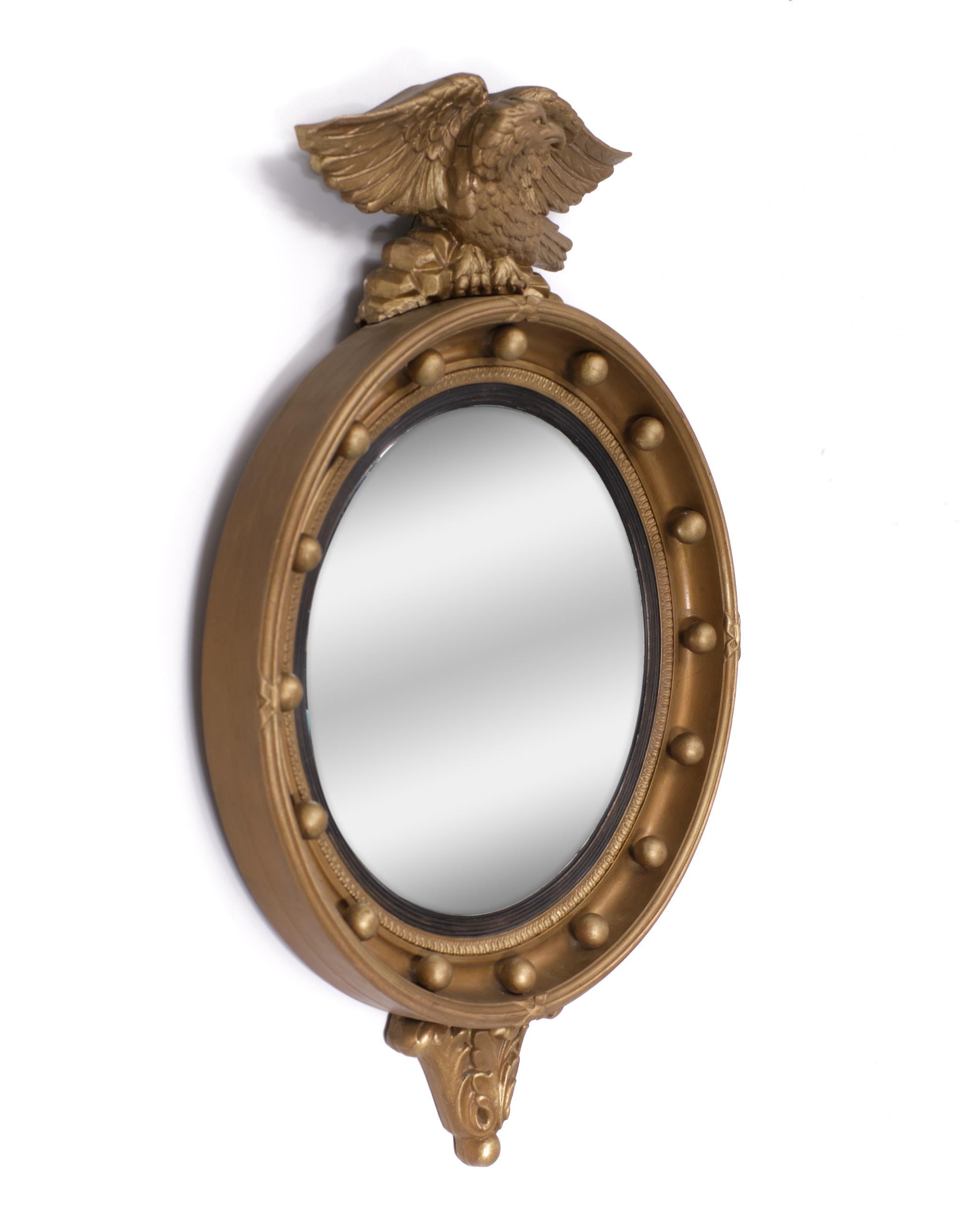 The design for this mirror was introduced in connection with the declaration of American independence. Contrary to popular belief, the eagle on top of the mirror is not German or French, but in fact the American eagle. This mirror was often made for