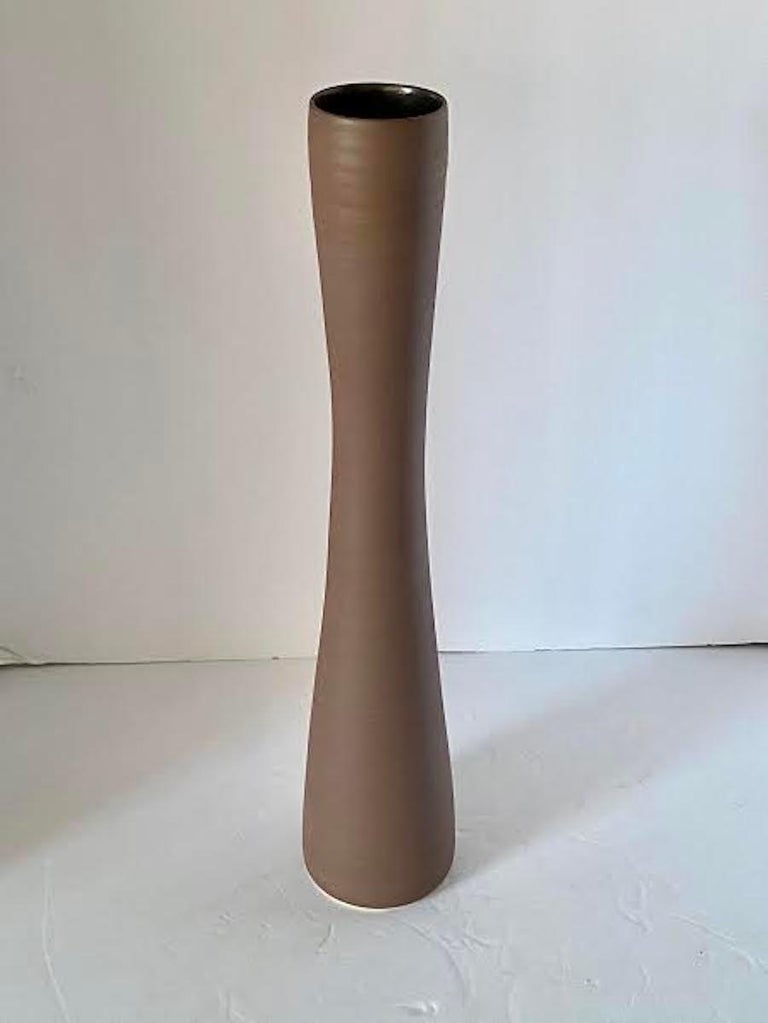 Gold Color Handmade Tall Slender Fine Ceramic Vase, Contemporary, Italy