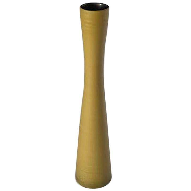Gold Color Handmade Tall Slender Fine Ceramic Vase, Contemporary, Italy