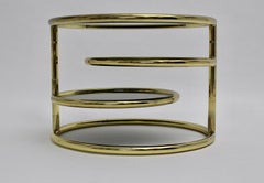 Table basse pivotante vintage en métal couleur or et verre fumé, table de canapé, années 1960