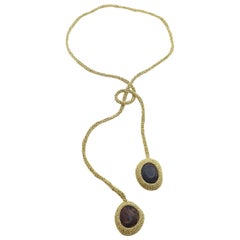 brown rope necklace Gold color Thread Brown Wood Beads Contemporary Rope Necklace Matching Earrings