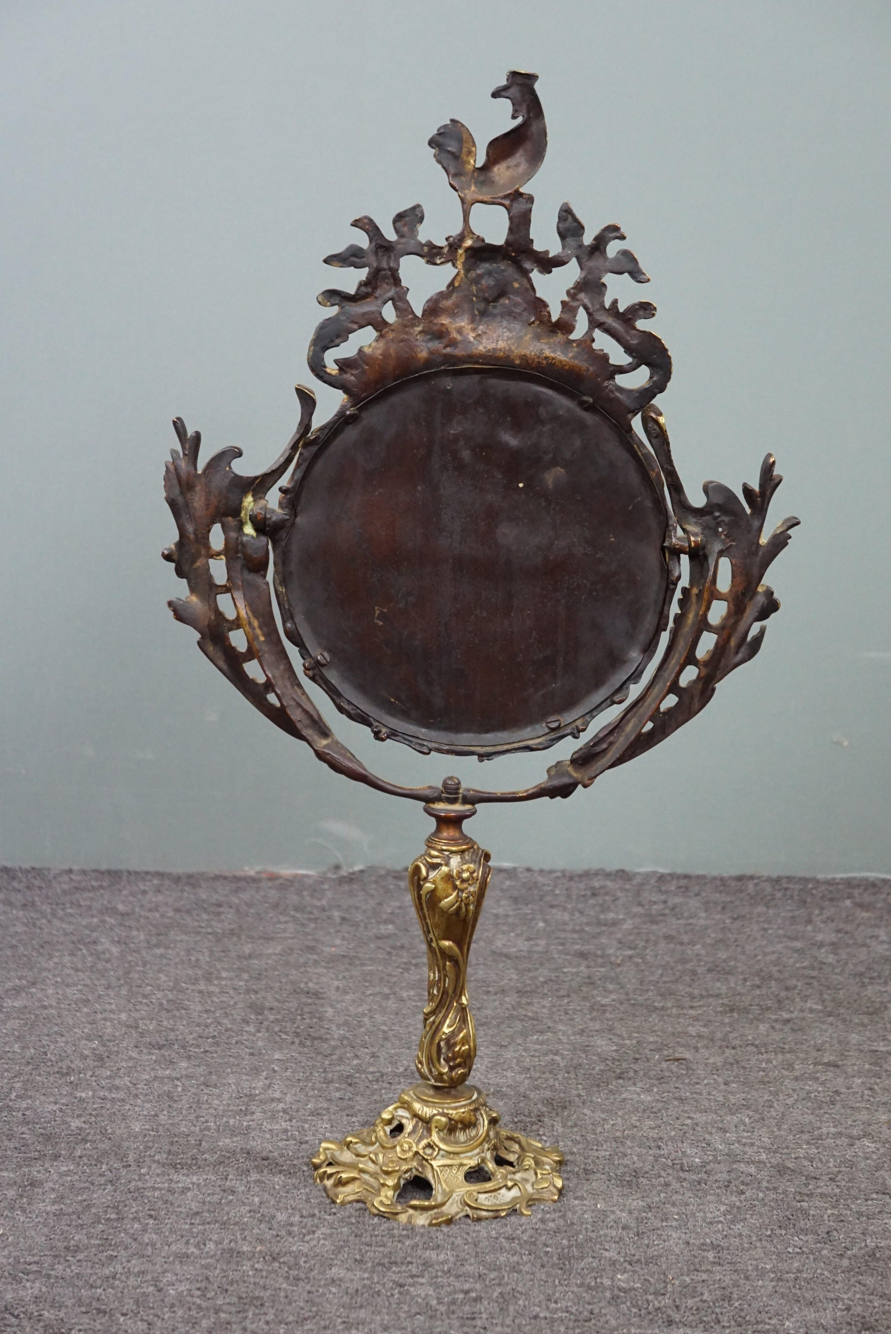 French Gold-colored antique dressing table/mirror from France For Sale